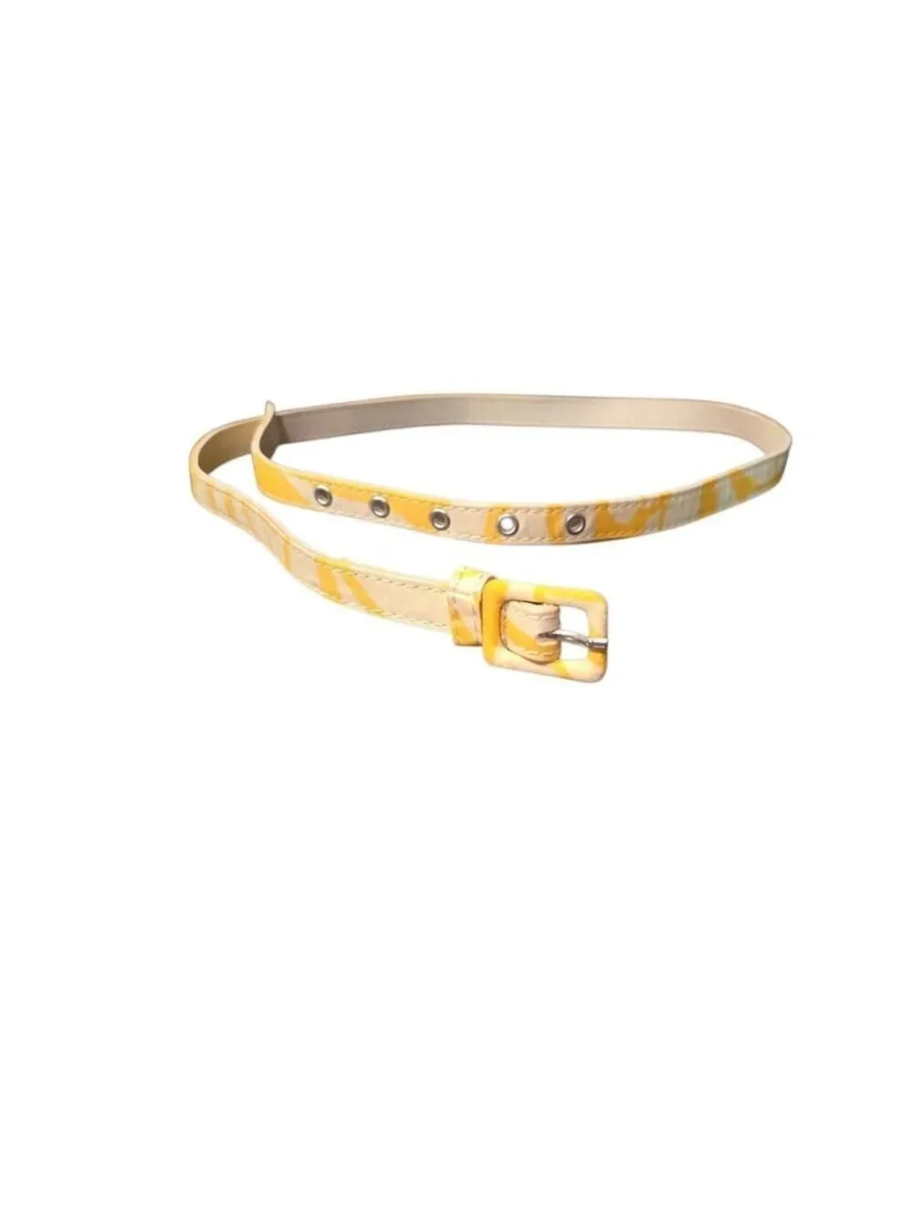 Yellow and Cream Skinny Belt Thin Retro